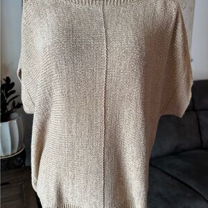 Cozy Tan Short Sleeve Women's Sweater- XL